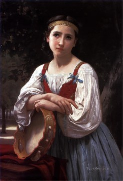 Bohemienne au Tambour de Basque Realism William Adolphe Bouguereau Oil Paintings